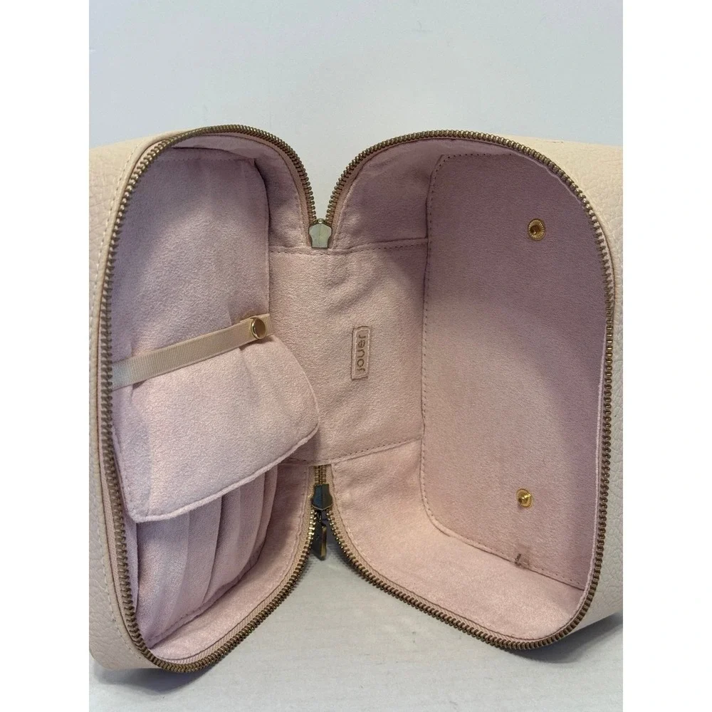 Jouer Cosmetics Deluxe Leather train Case makeup travel bag Pink NEW